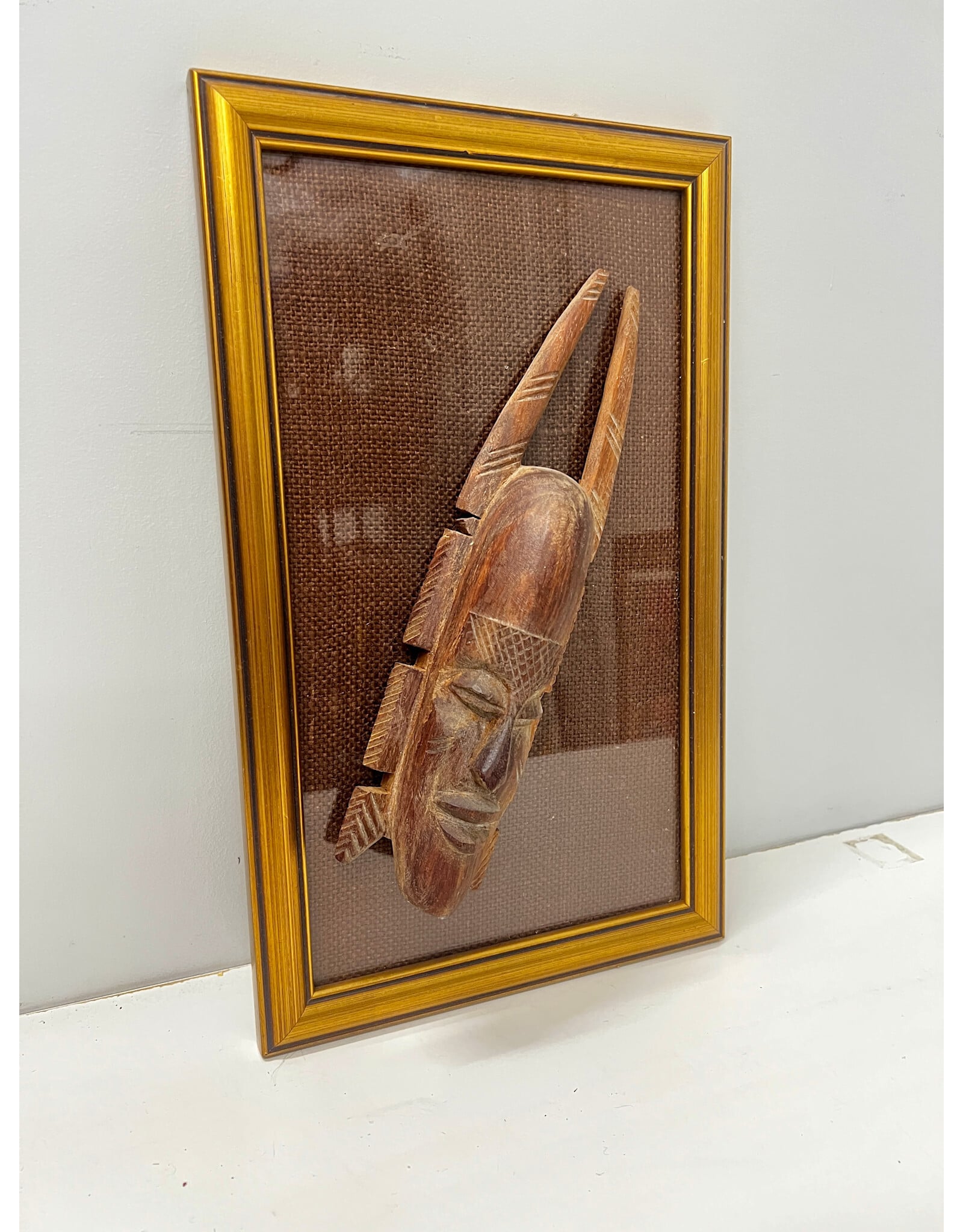 Mask Three, framed mounted vintage African mask