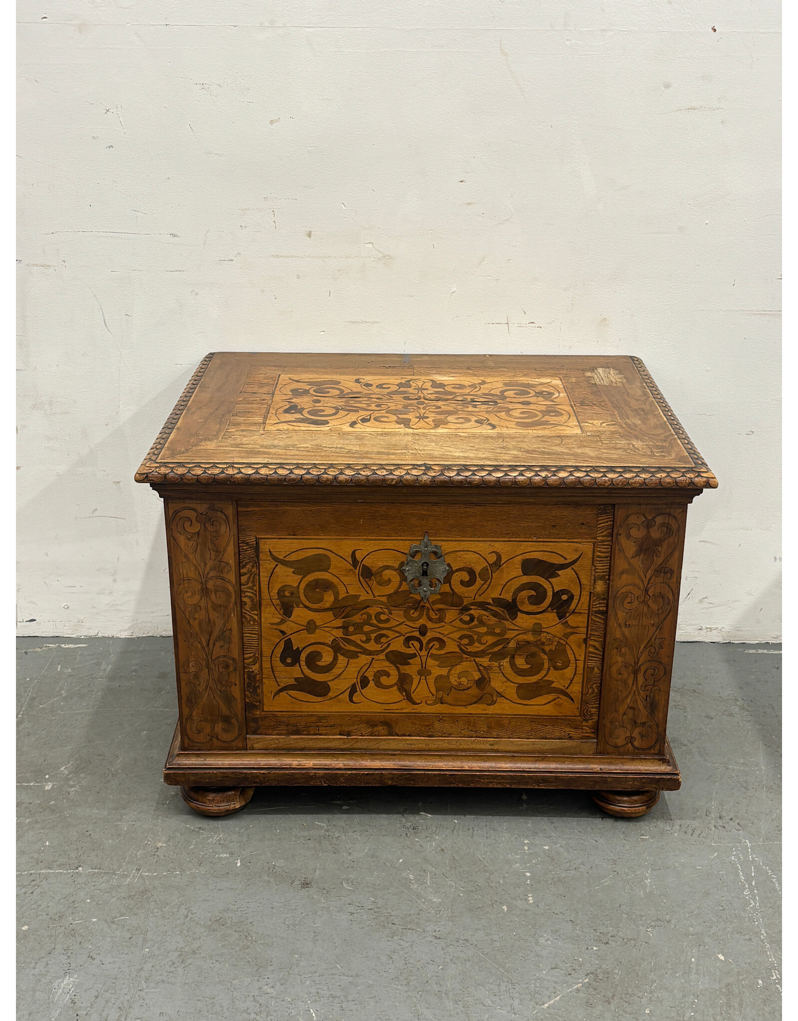 Antique Carved Wood Chest - AS IS
