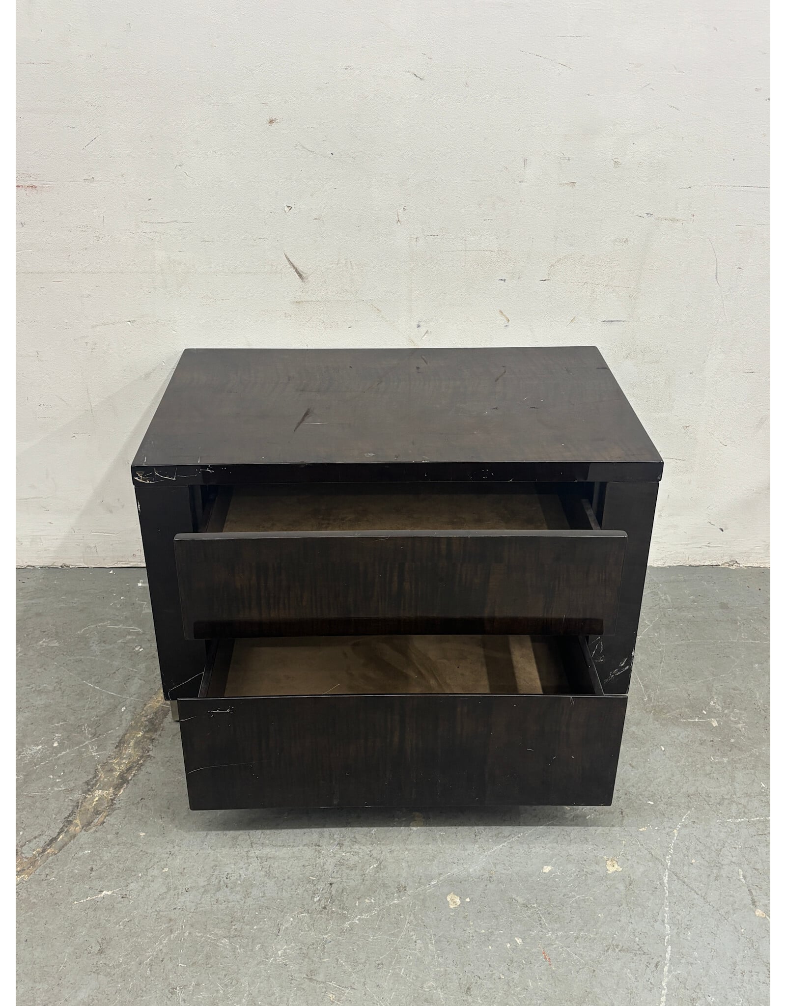 Dark Brown High Gloss Nightstand with Chrome Feet