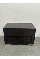 Dark Brown High Gloss Nightstand with Chrome Feet