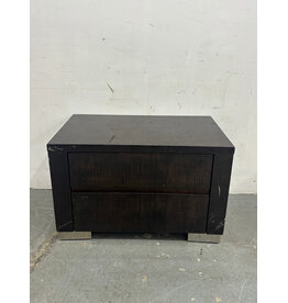 Dark Brown High Gloss Nightstand with Chrome Feet