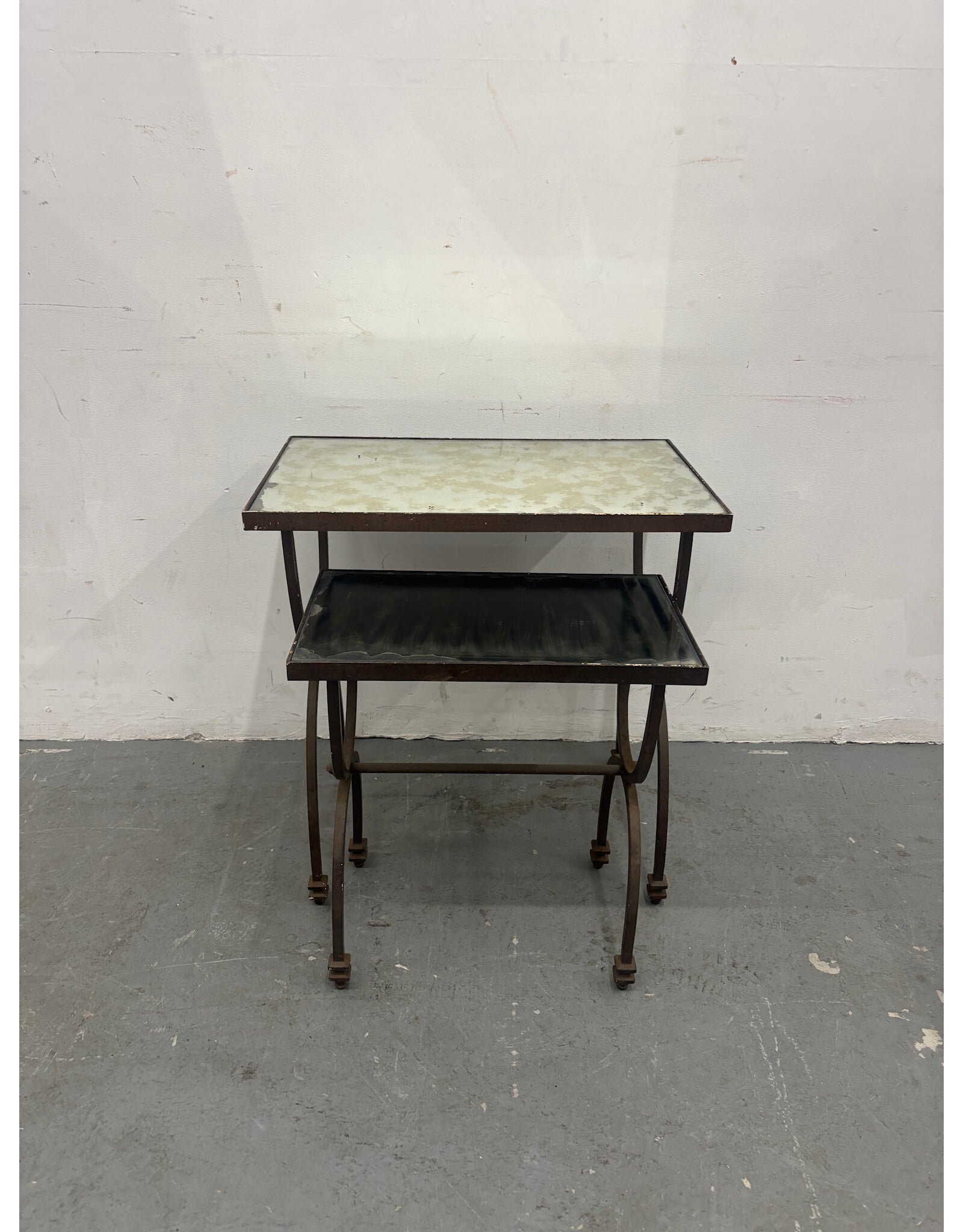 Vintage Mirrored Nesting Side Tables