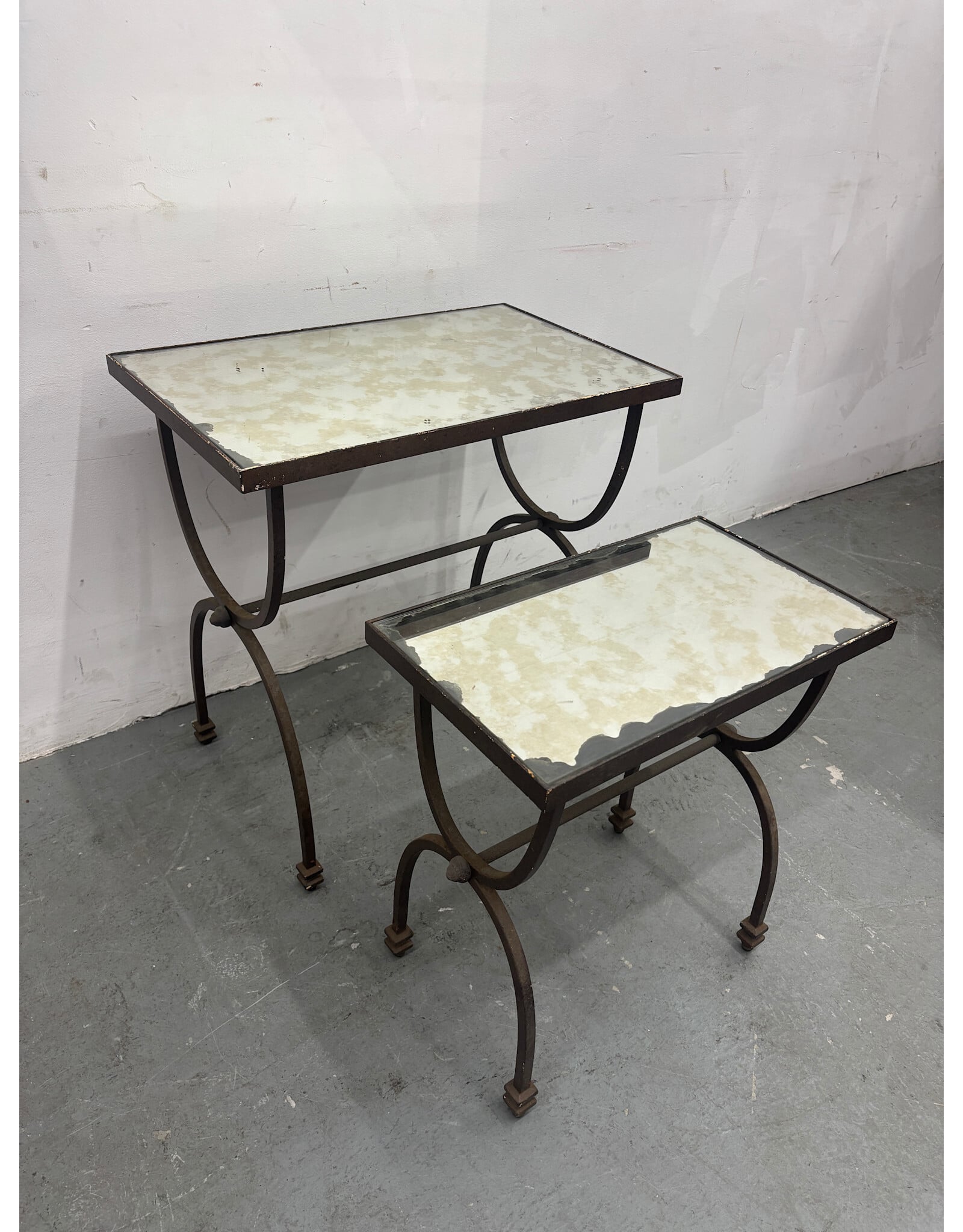 Vintage Mirrored Nesting Side Tables