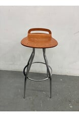 Chrome and Beech MCM Style Barstools
