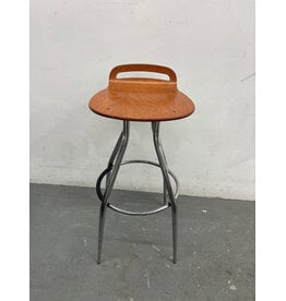 Chrome and Beech MCM Style Barstools
