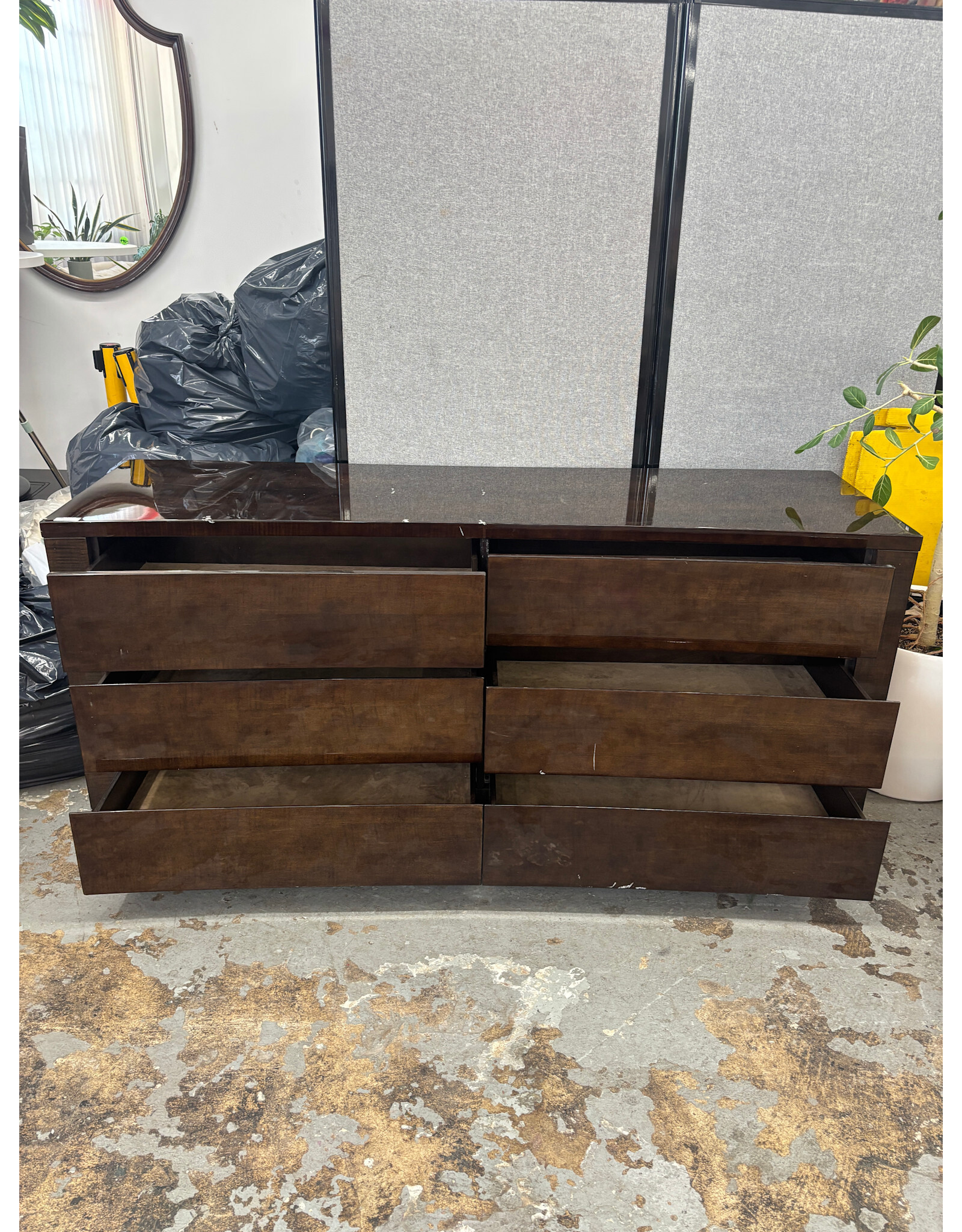 Dark Brown High Gloss Dresser with Chrome Feet