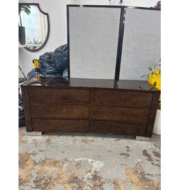 Dark Brown High Gloss Dresser with Chrome Feet