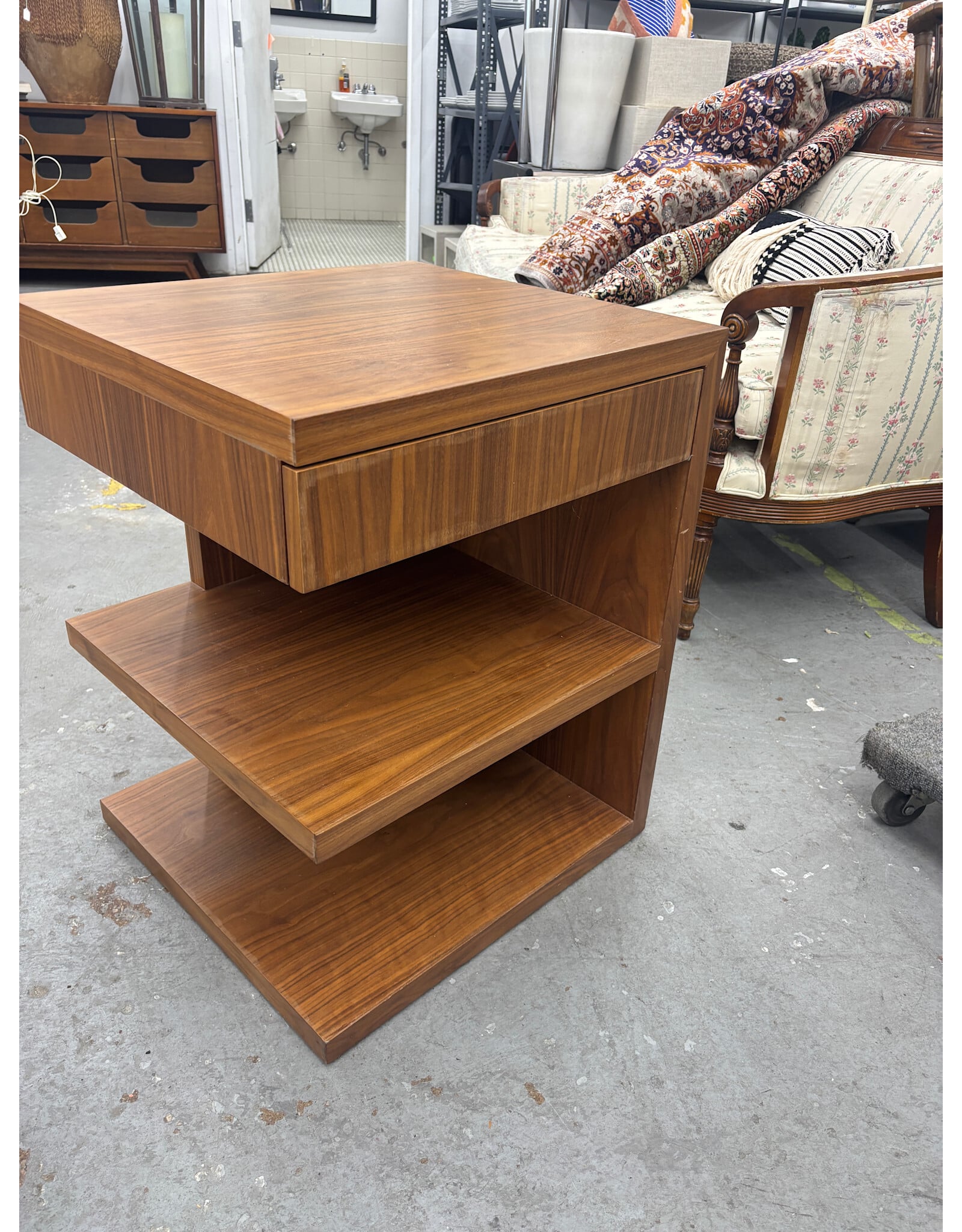 Walnut Asymmetrical Nightstands