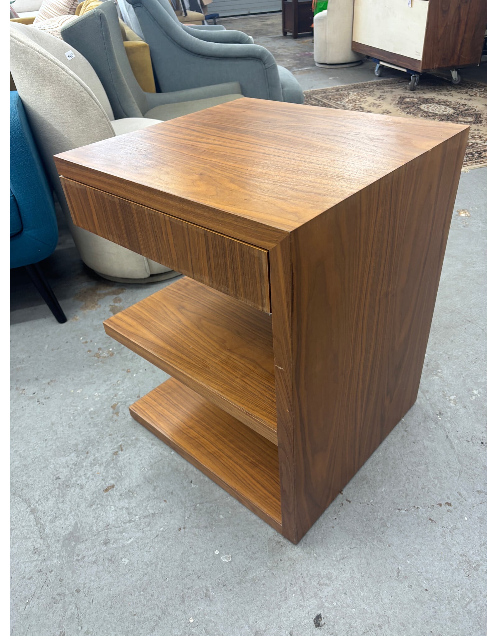 Walnut Asymmetrical Nightstands