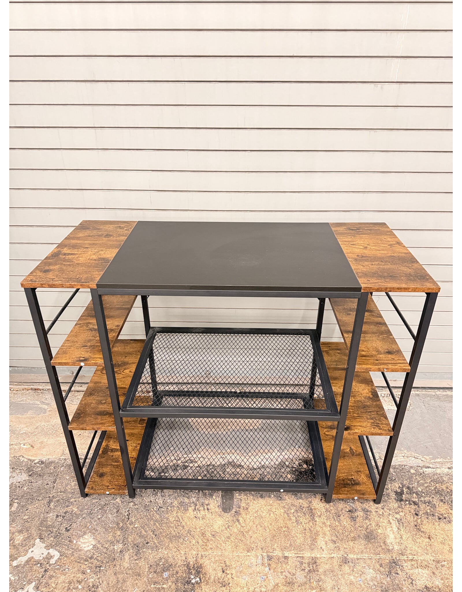 Industrial Wood and Black Metal Frame Shelves
