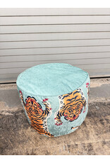 Velvet Safari Tiger Print Ottoman
