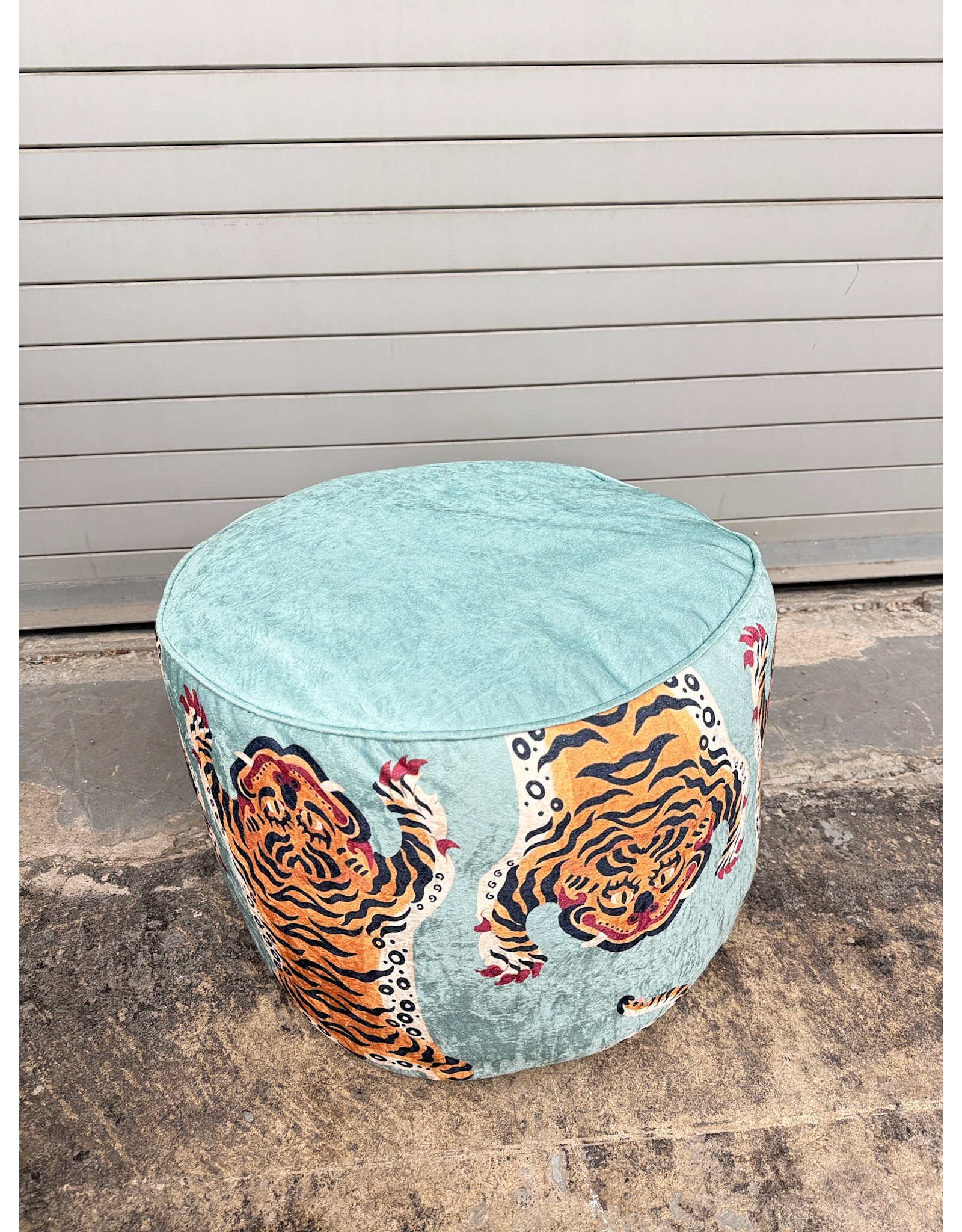 Velvet Safari Tiger Print Ottoman