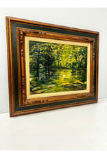 River Scene, framed painting on board, sgnd Davidson
