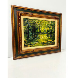 River Scene, framed painting on board, sgnd Davidson