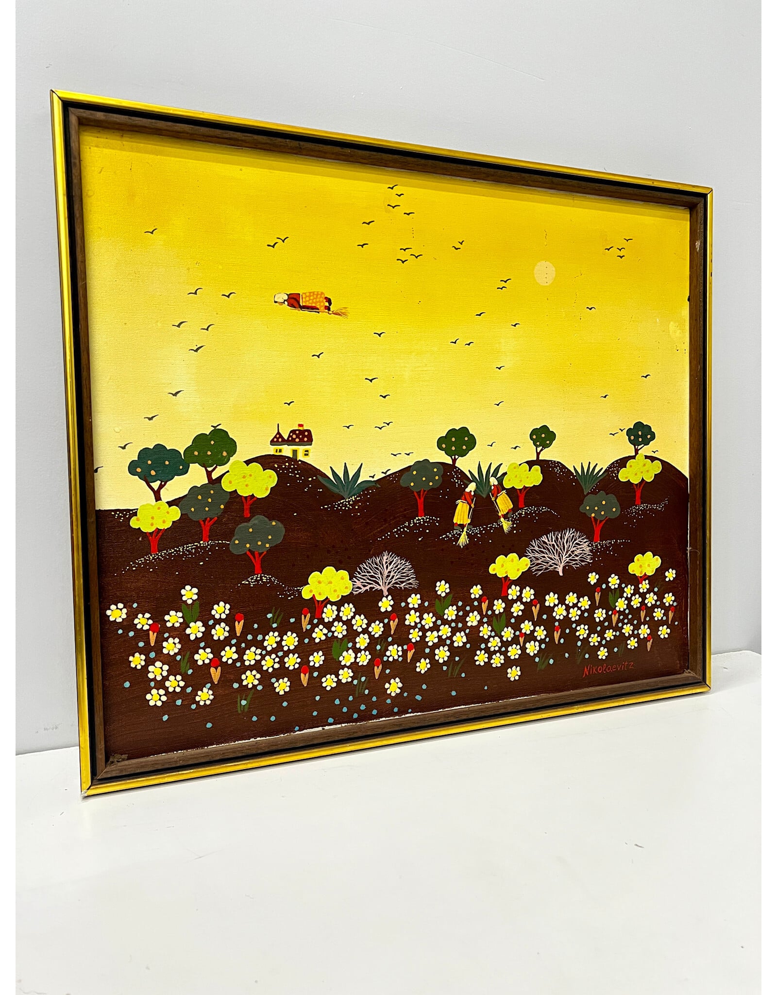 She's Got Something To Do, framed oil on canvas, sgnd Nikolaevitz