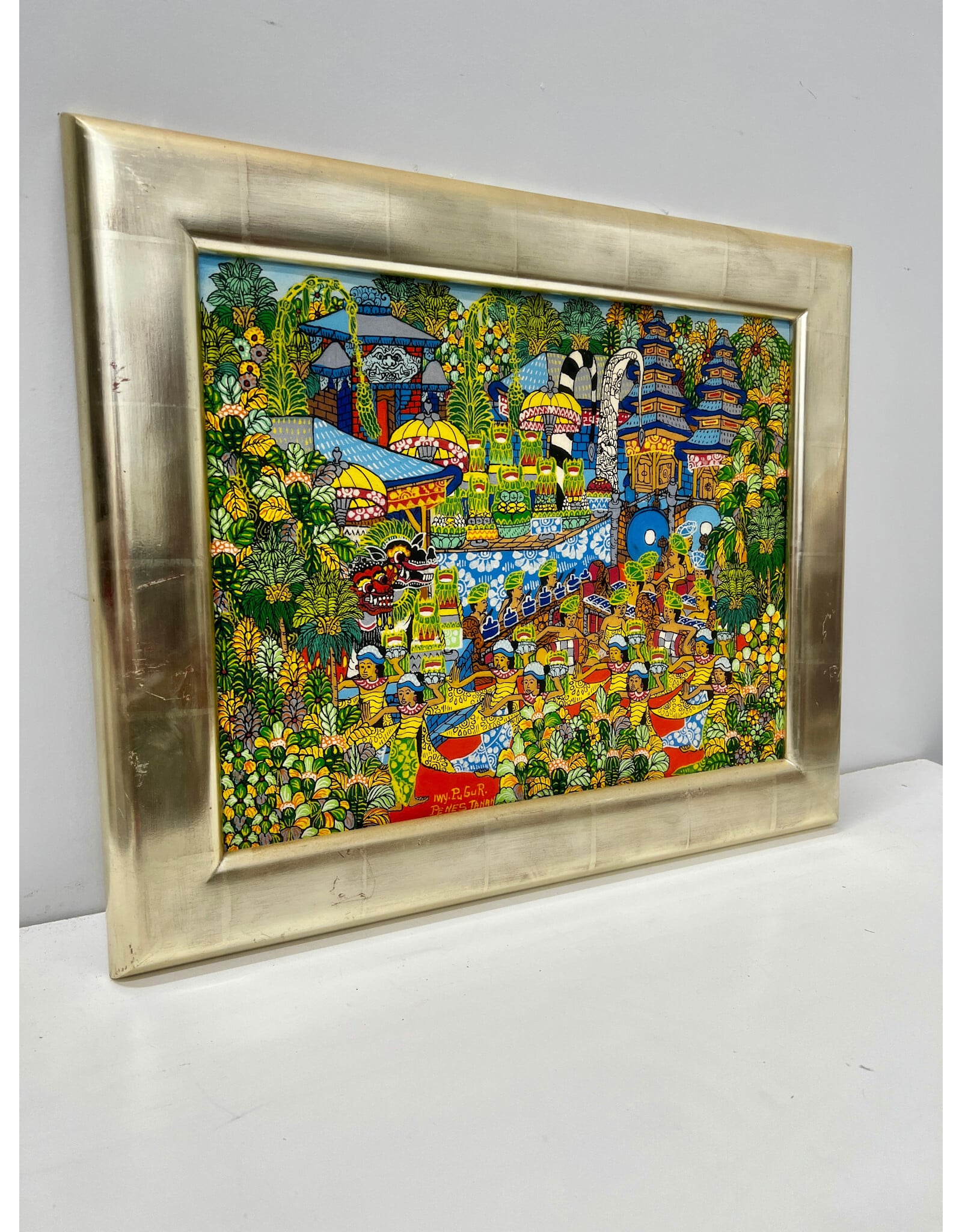 Framed Balinese Painting, sgnd Wayan Pugur