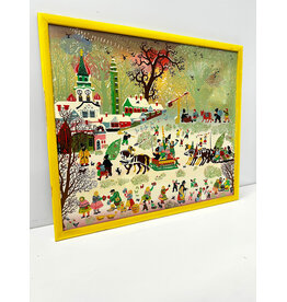Village in Winter, framed painting on canvas