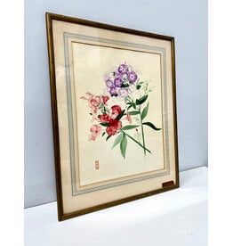 Phlox, framed watercolor painting, sgnd Mabel MacIver