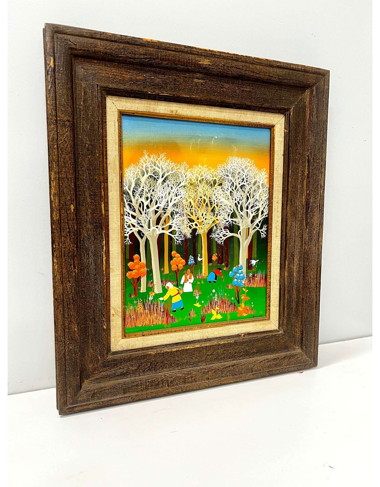 A Couple of Geese, framed painting on canvas, sgnd Kocina