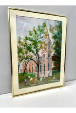 Gold Steeple, framed watercolor painting, sgnd Klabouch