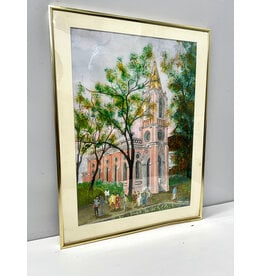 Gold Steeple, framed watercolor painting, sgnd Klabouch