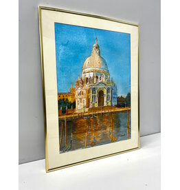 Basilica Santa Maria della Salute, framed watercolor painting, sgnd Klabouch