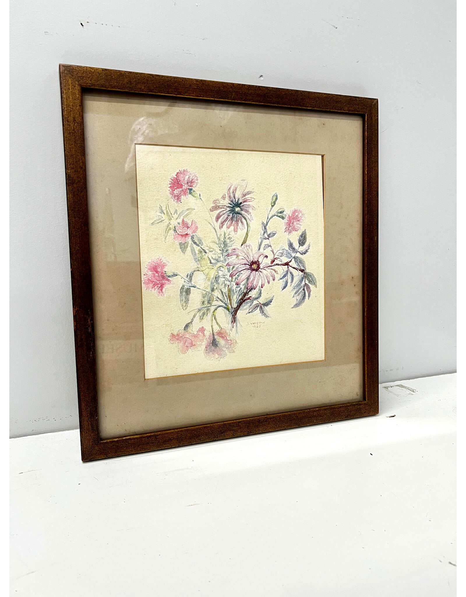 Garden Creation, framed mixed media, sgnd D. Vaughn 1985