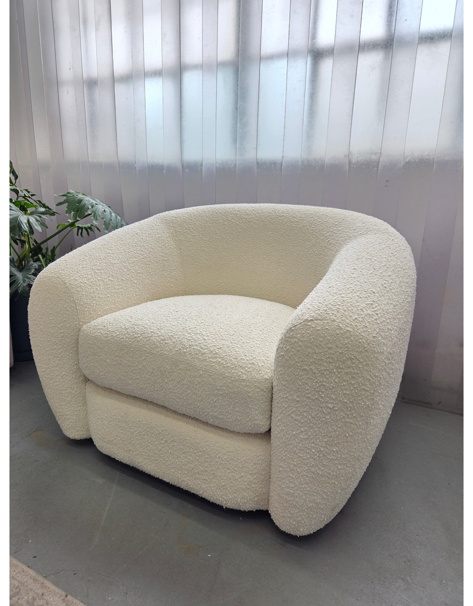 Restoration Hardware White Boucle Armchair