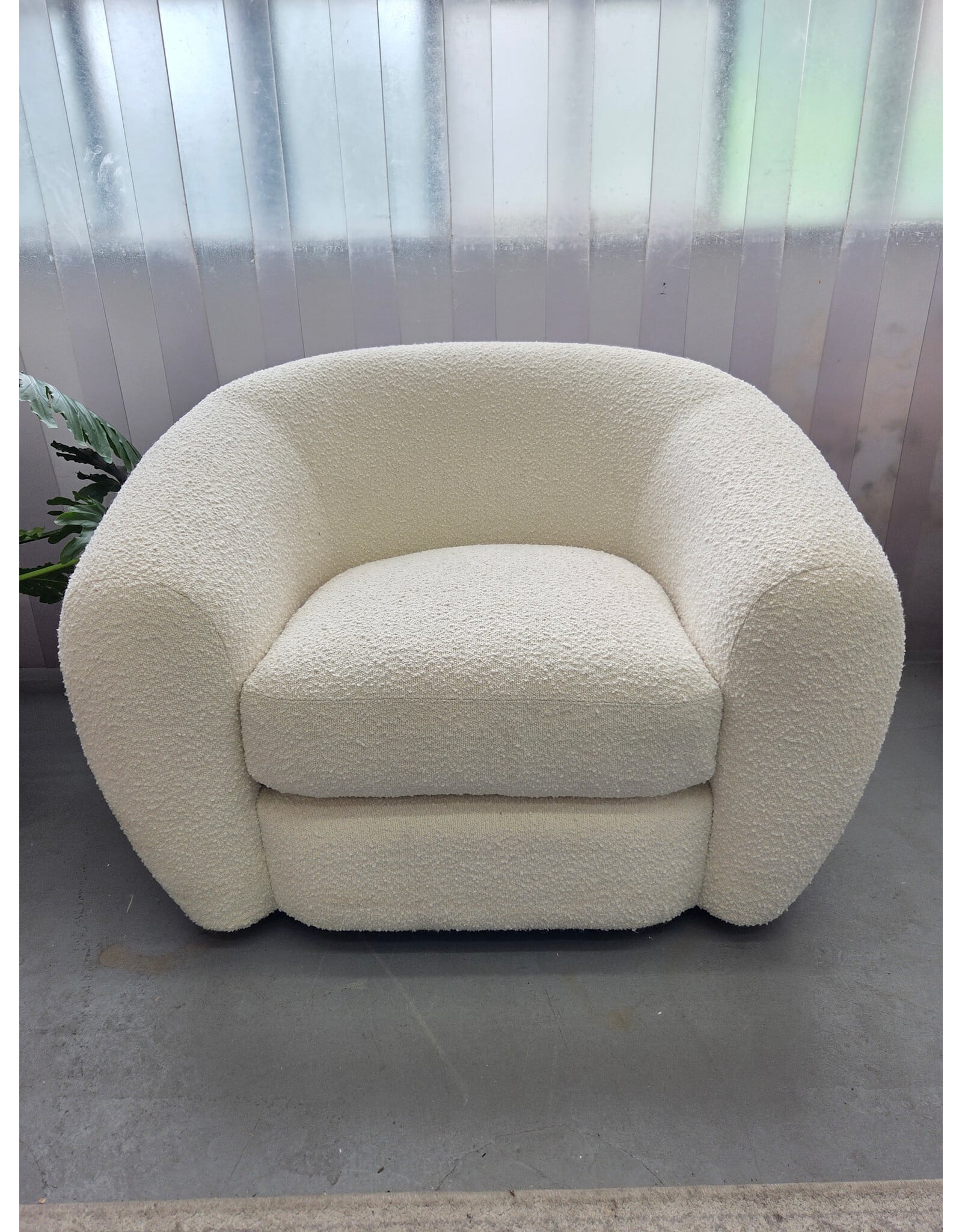 Restoration Hardware White Boucle Armchair