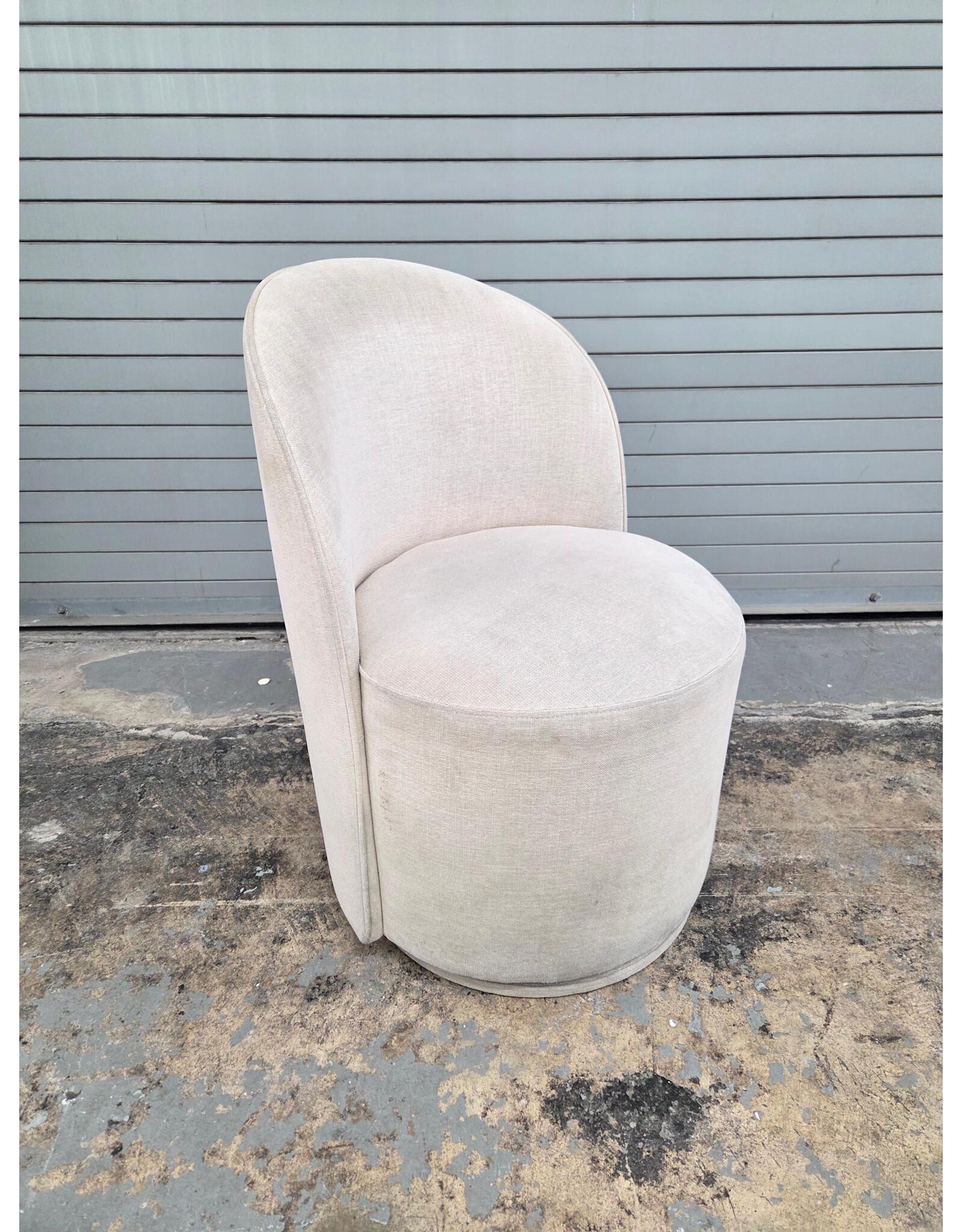 Beige Upholstered Swivel Accent Chair
