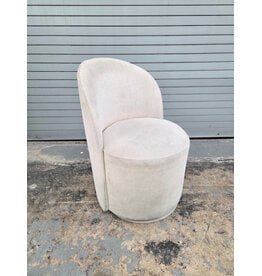 Beige Upholstered Swivel Accent Chair