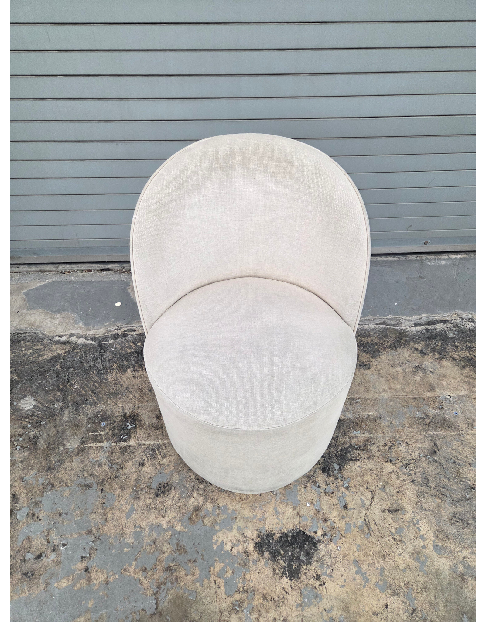 Beige Upholstered Swivel Accent Chair