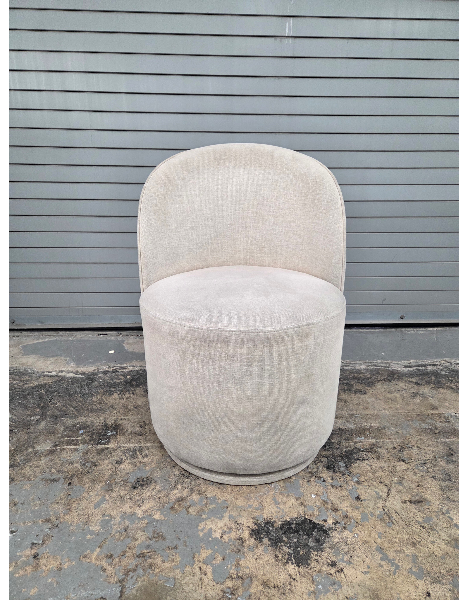 Beige Upholstered Swivel Accent Chair