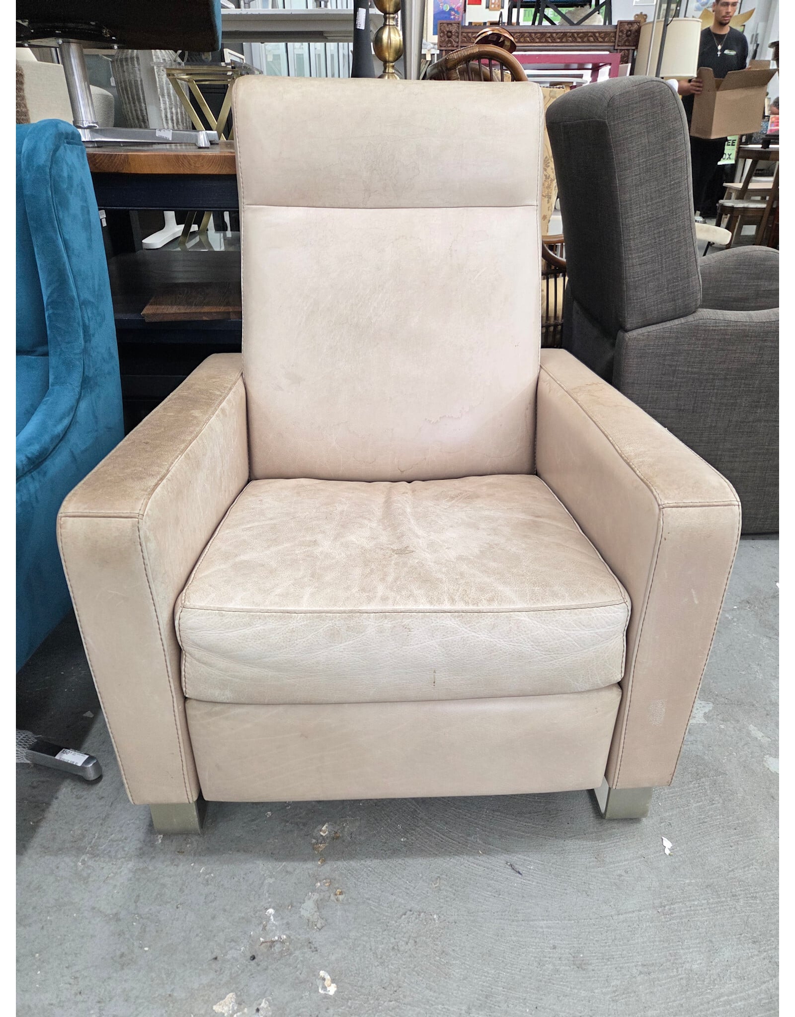Cream Leather Armchair