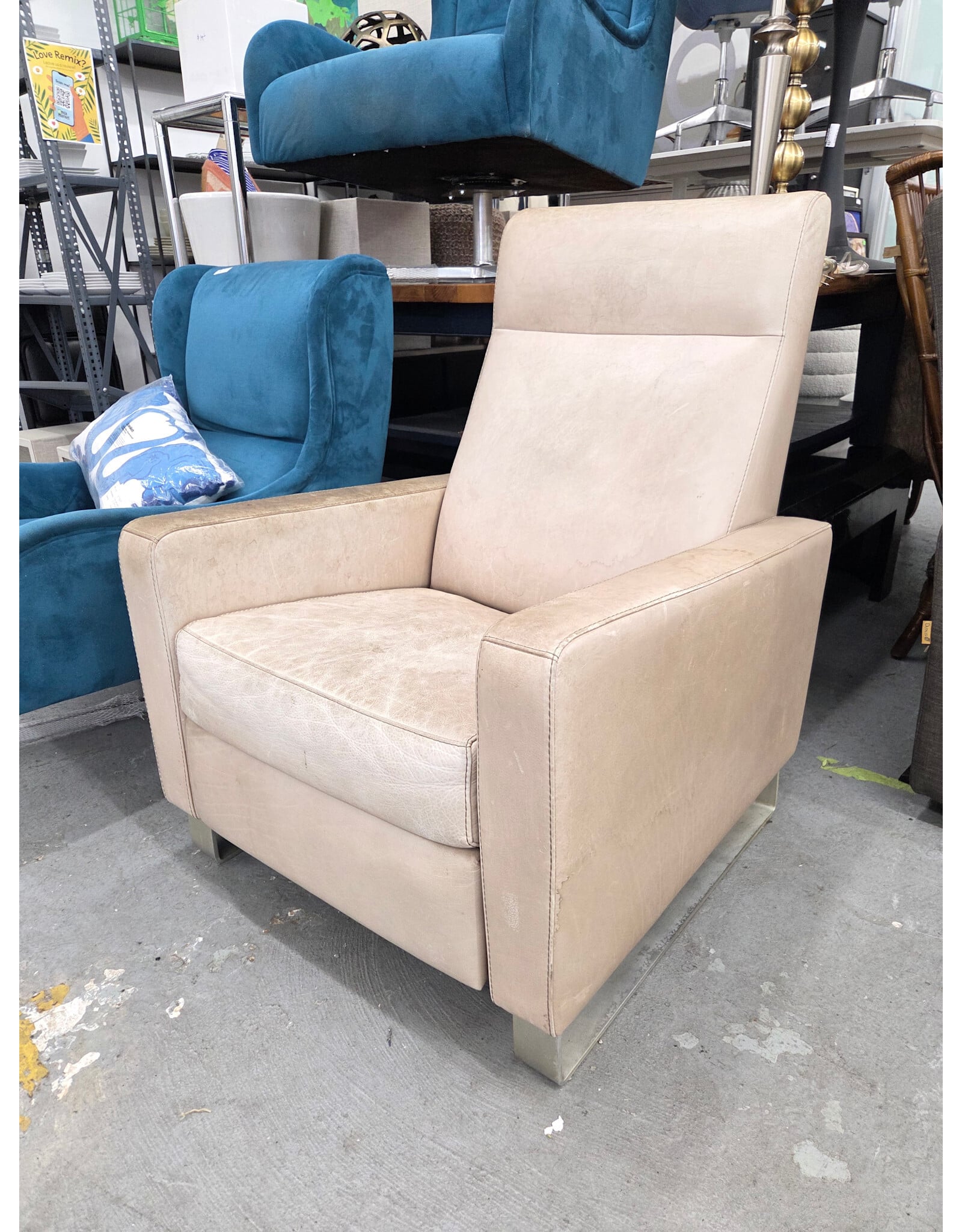 Cream Leather Armchair