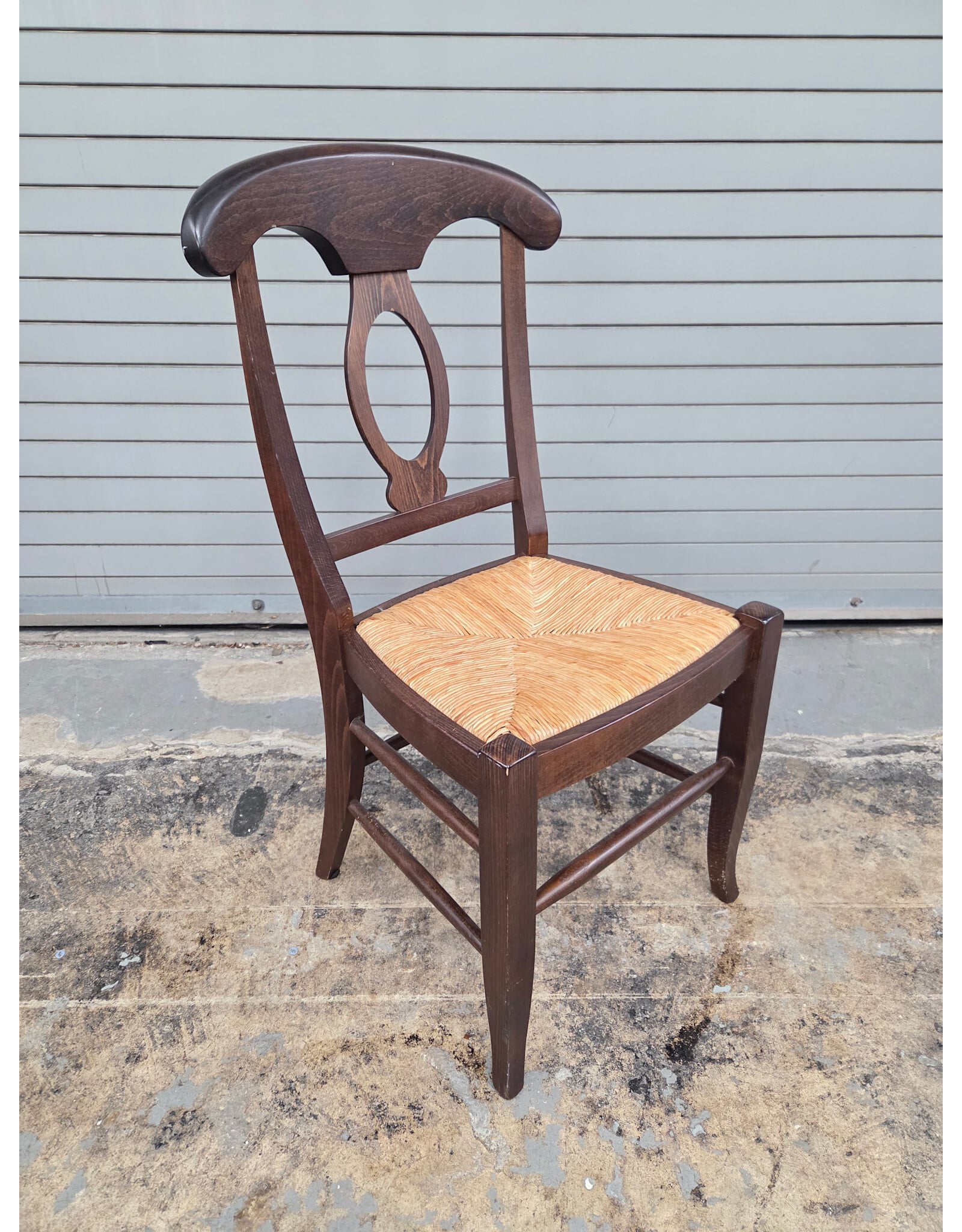 Pottery Barn Napoleon Style Wooden Rush Seat Dining Side Chair