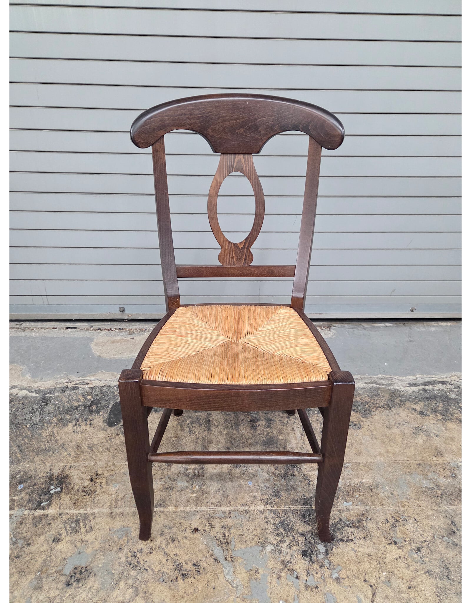 Pottery Barn Napoleon Style Wooden Rush Seat Dining Side Chair
