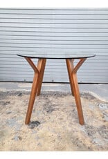 Glass Top with Wooden Legs Dining Table