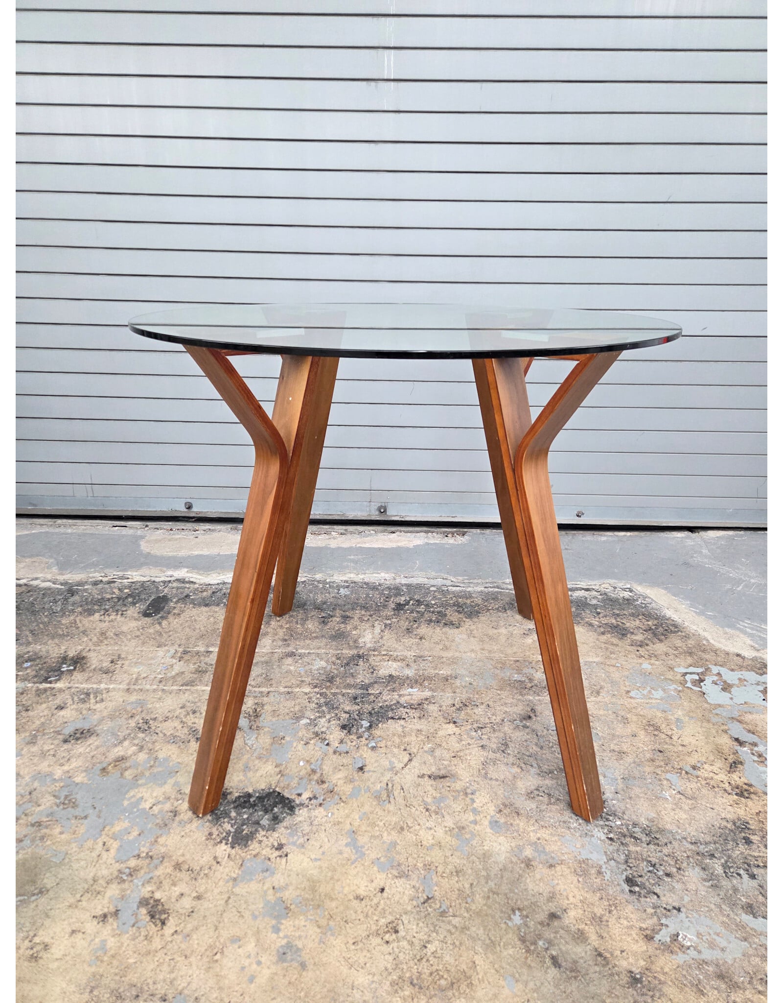Glass Top with Wooden Legs Dining Table