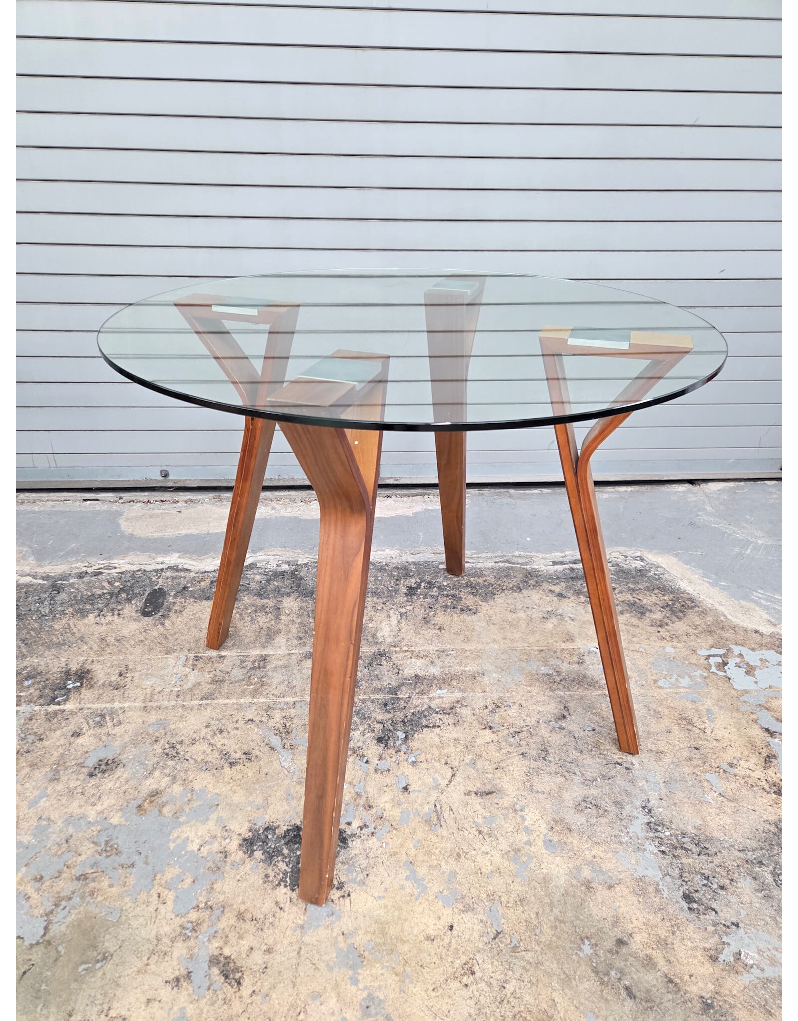 Glass Top with Wooden Legs Dining Table