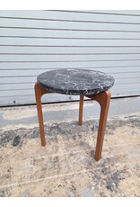 Rejuvenation Marble Top with Wooden Legs Side Table