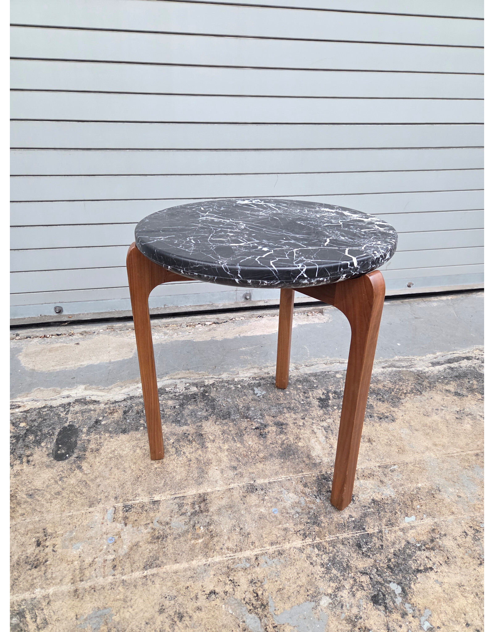 Rejuvenation Marble Top with Wooden Legs Side Table