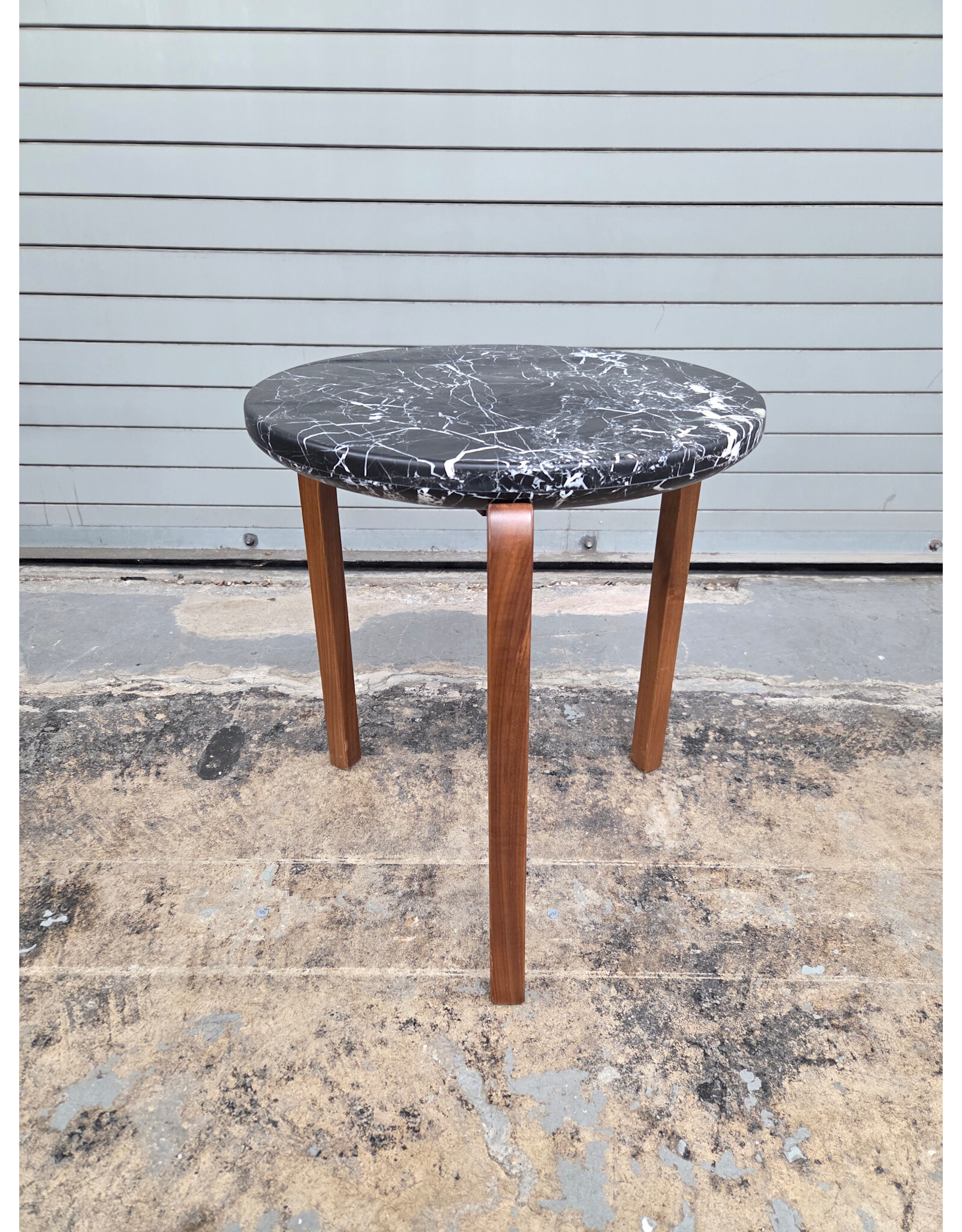 Rejuvenation Marble Top with Wooden Legs Side Table