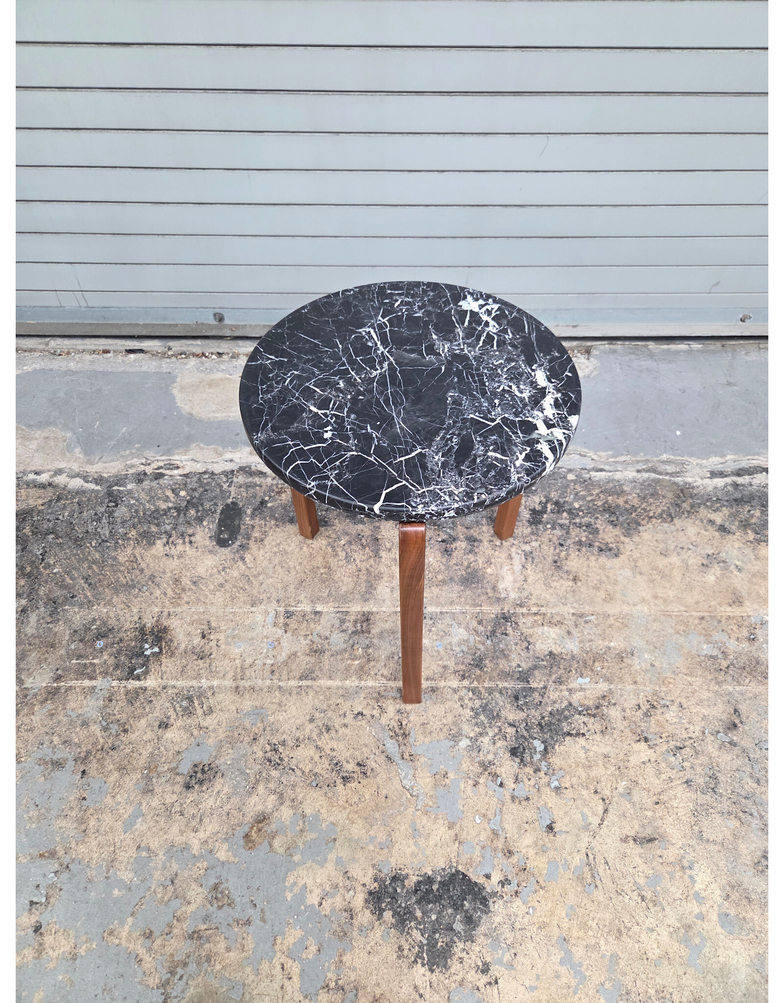 Rejuvenation Marble Top with Wooden Legs Side Table