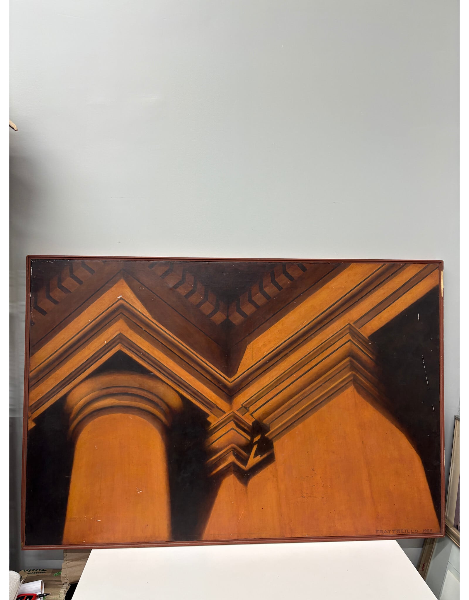 Columns, painting on canvas, sgnd. Frattolillo 1989