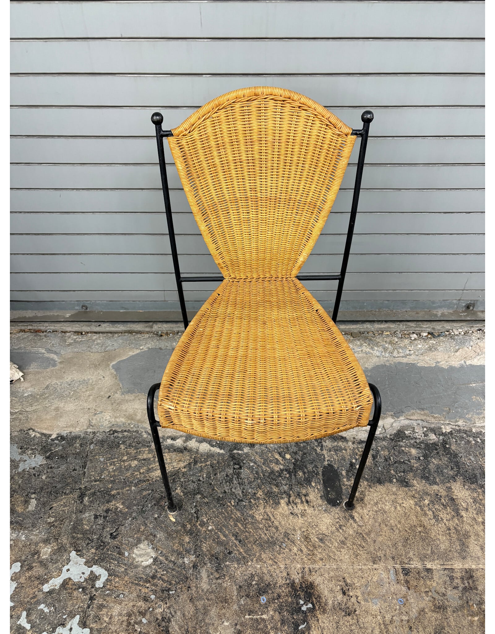 Wicker and Iron Chair by Frederic Weinberg-Circa 1950s