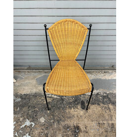 Wicker and Iron Chair by Frederic Weinberg-Circa 1950s