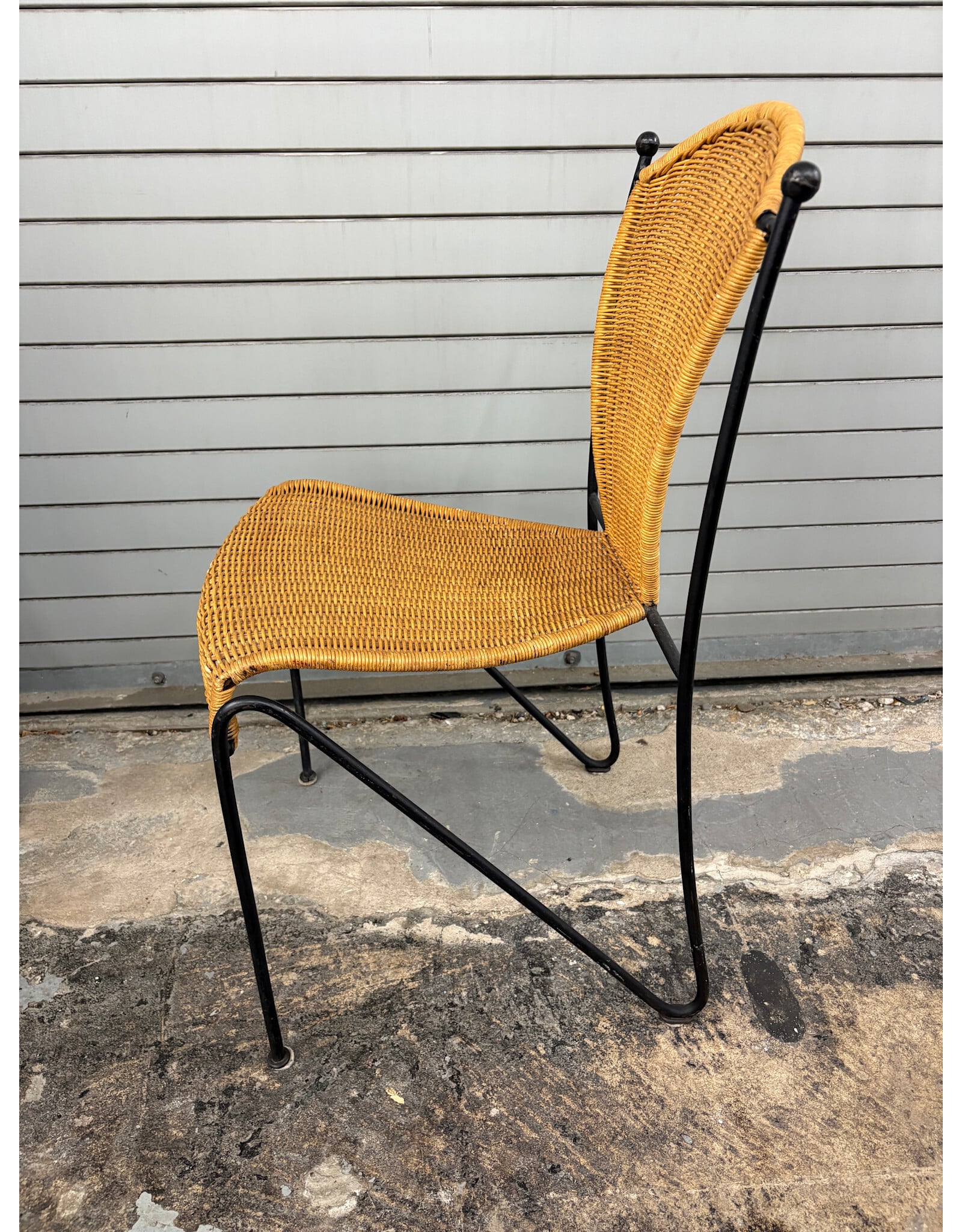 Wicker and Iron Chair by Frederic Weinberg-Circa 1950s