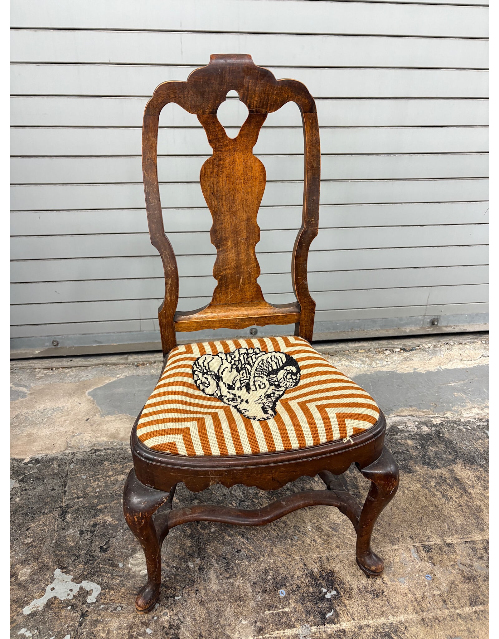 Antique Georgian Dining Chair With Upholstered Seat