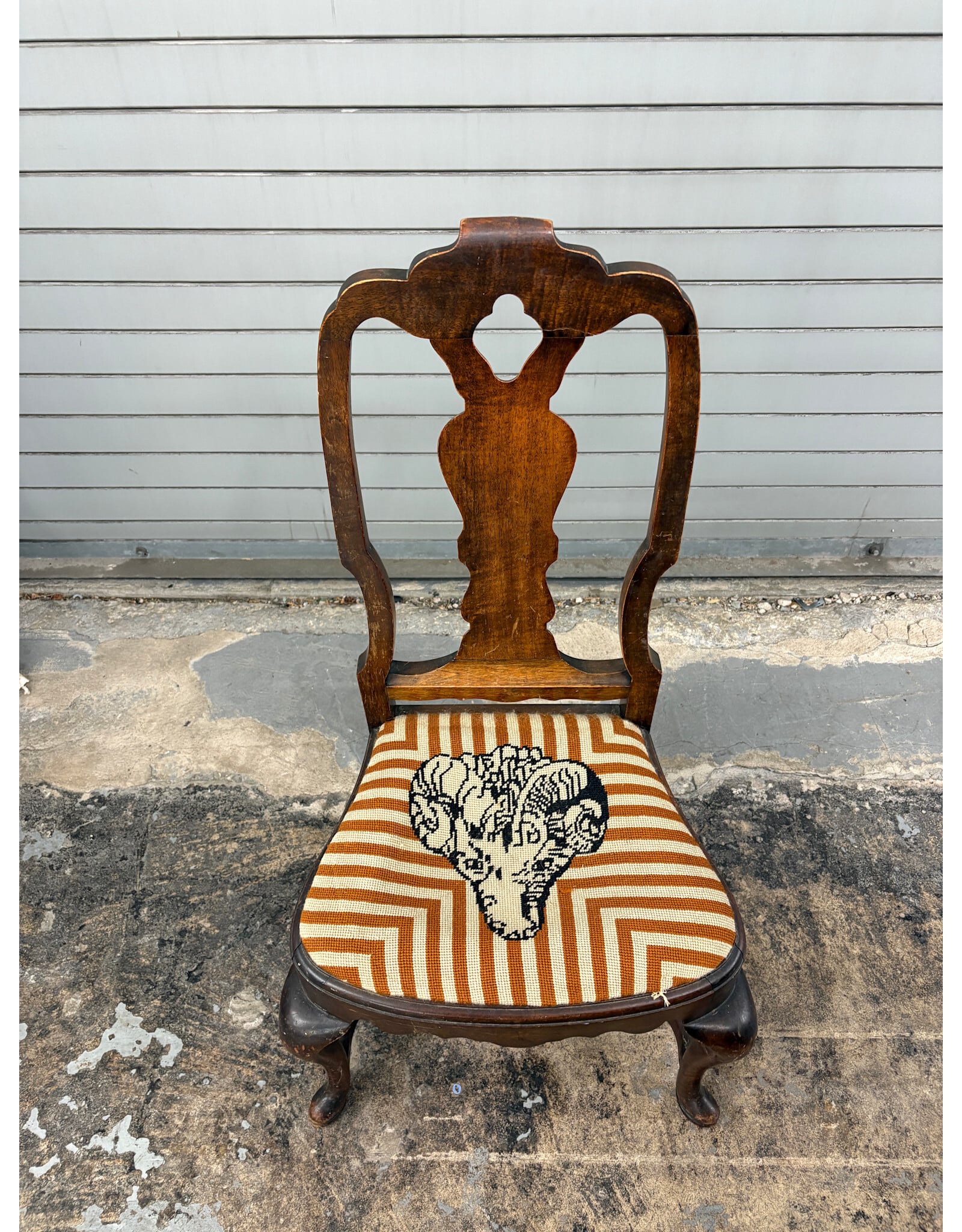 Antique Georgian Dining Chair With Upholstered Seat